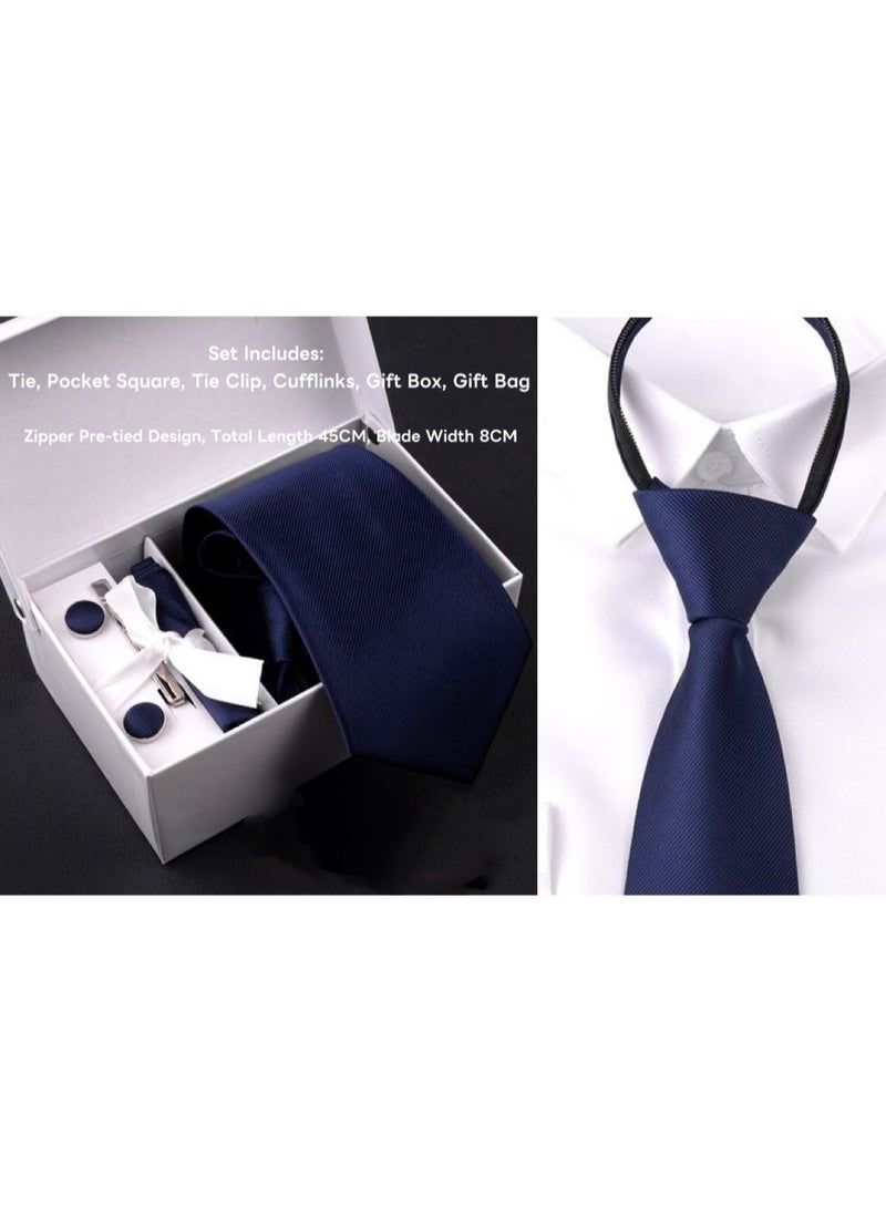 Premium 6-Piece Polyester Neck Tie Set for Men – Classic Business & Formal Blue Ties - Image 2